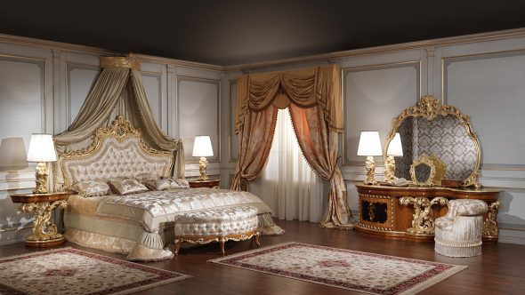 Ylellinen barokin makuuhuone