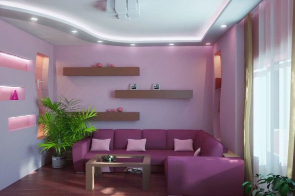 Lila-fialová obývací pokoj