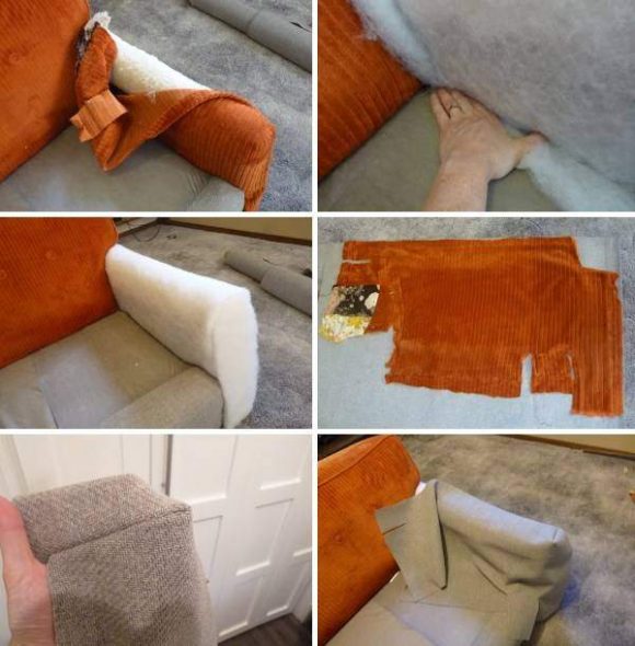 Pembaikan sofa do-it-yourself - proses pinggang tangan