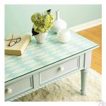 Decoupage table wallpaper and glass