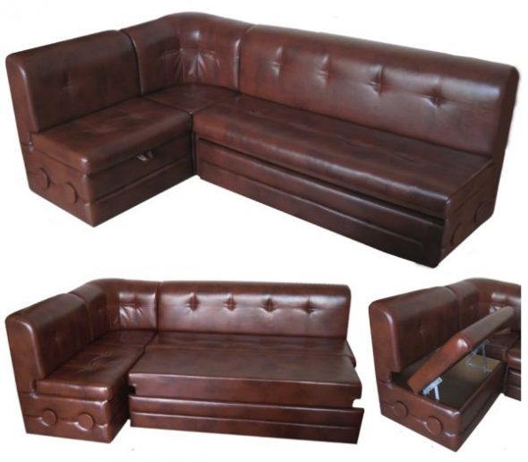 Sofa penjuru terbuat dari kulit kulit