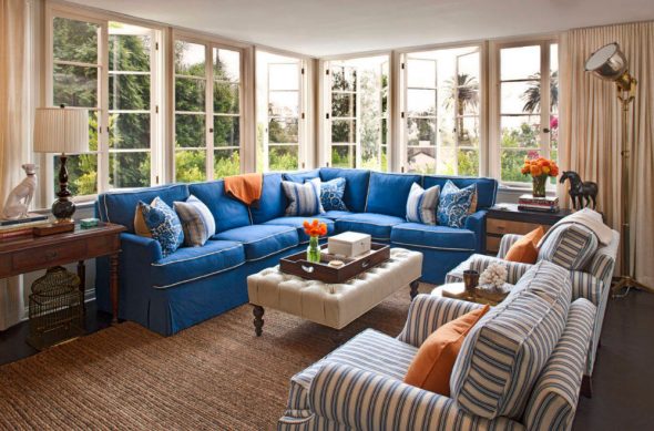 Sofa sudut biru