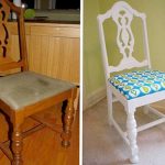 Židle před a po restaurování čalounění