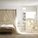 Design della camera da letto bianco con baldacchino classico