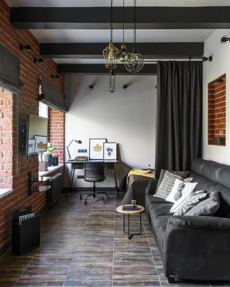 Ložnice-obývací pokoj design