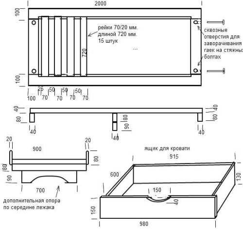 Montaggio del letto con cassetti
