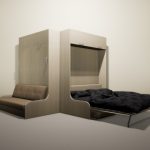 Armadio angolare-letto-divano piegato e aperto