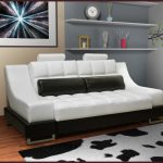 Katil sofa untuk kegunaan harian dalam warna putih dan hitam