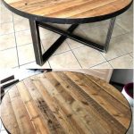 Kulatý jídelní stůl dřevěných palet, které si můžete postavit vlastníma rukama