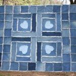 Denim filt med hjärtan i patchwork teknik
