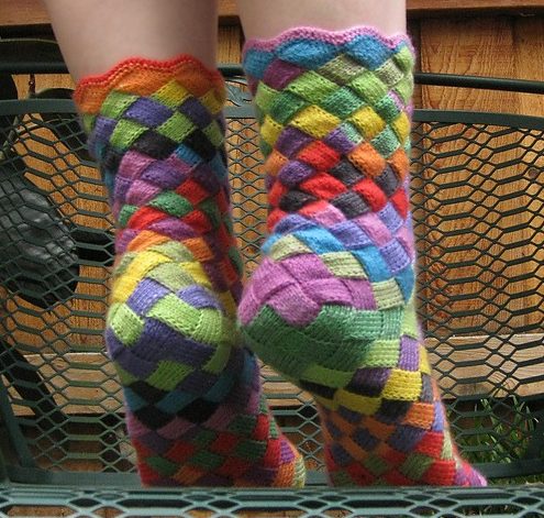 Pletené ponožky ze čtverců