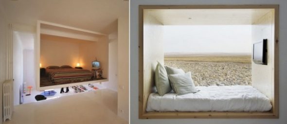 Camera da letto in una nicchia senza un letto