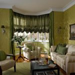 Ovanliga gröna gardiner för ett ovanligt vardagsrum