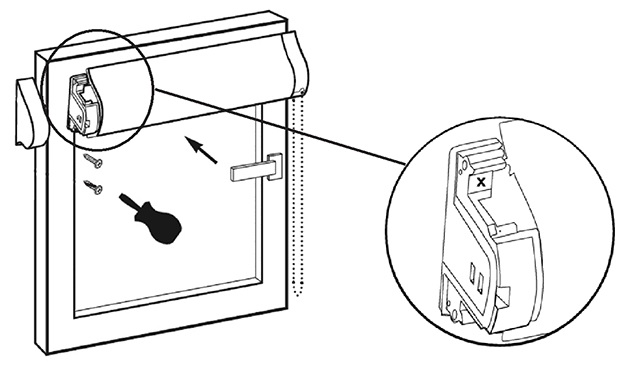 Monteringsschema av rullgardiner kassettyp på skruvarna