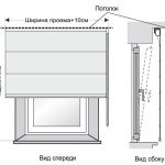 Fenêtres de mesure pour stores romains avec fixation au plafond