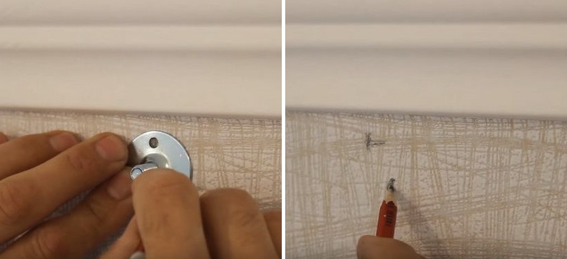 Märkning för vägggardinskena för gardiner