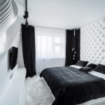 Beludru hitam dalam reka bentuk bilik tidur moden
