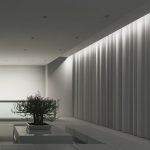 Gardiner i vardagsrummet minimalistisk stil