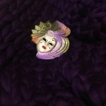 Harmony-merinovillasta valmistettu suuri neulottu ruutu (violetti)