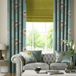 Turquoise curtains cetakan bunga