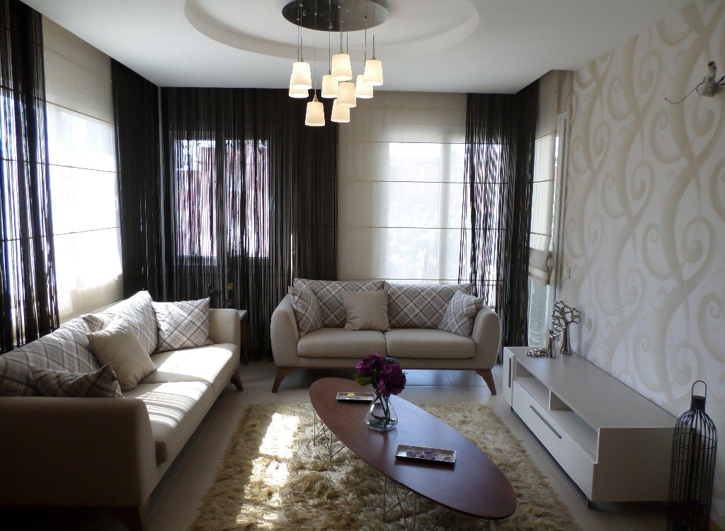 tende nel design degli interni del soggiorno