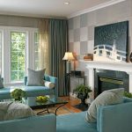 Perabot dengan perabot dengan pelapis turquoise