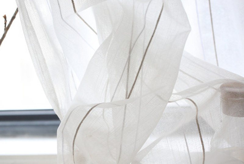 Tirai Muslin Tulle dengan Stripe Grey