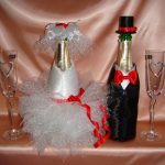 décoration de bouteilles de champagne pour une photo de mariage