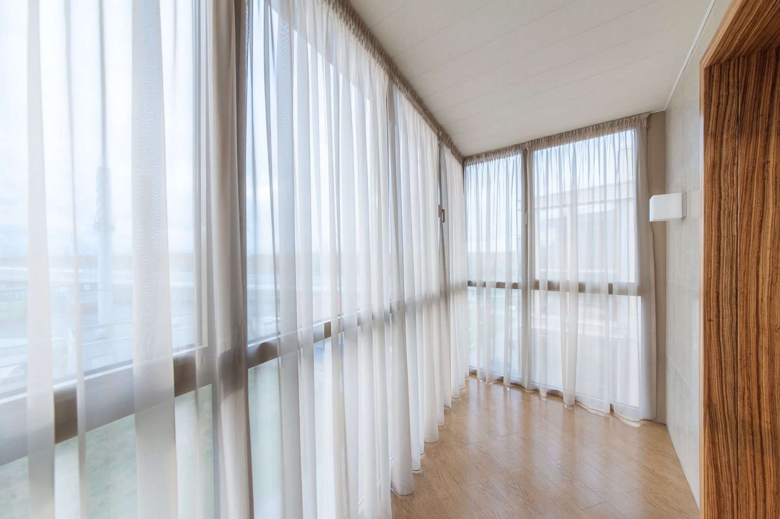 gordijnen op panoramische ramen ontwerp foto