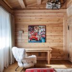 rideaux dans une maison en bois caractéristiques photo