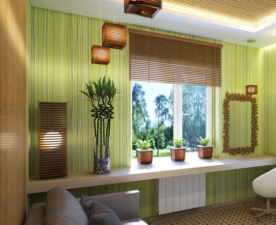 foto di interni di tende di bambù