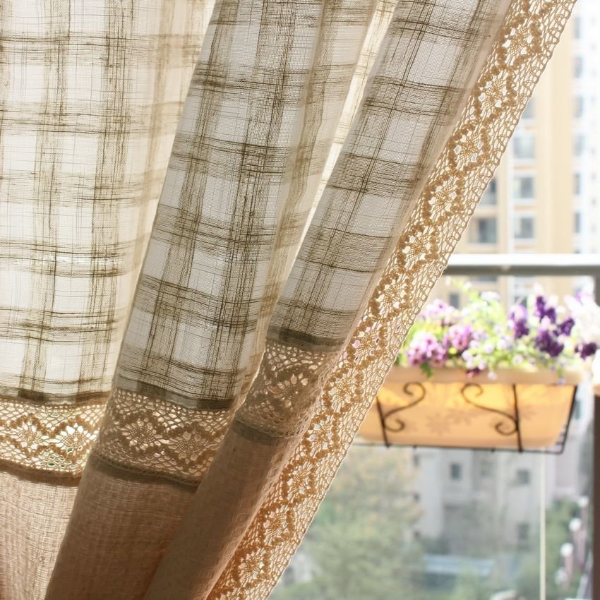 linne gardiner för köket