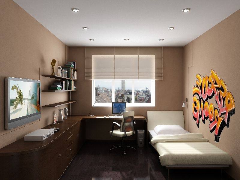 gordijnen in de kamer van een ontwerpfoto van een tienerjongen