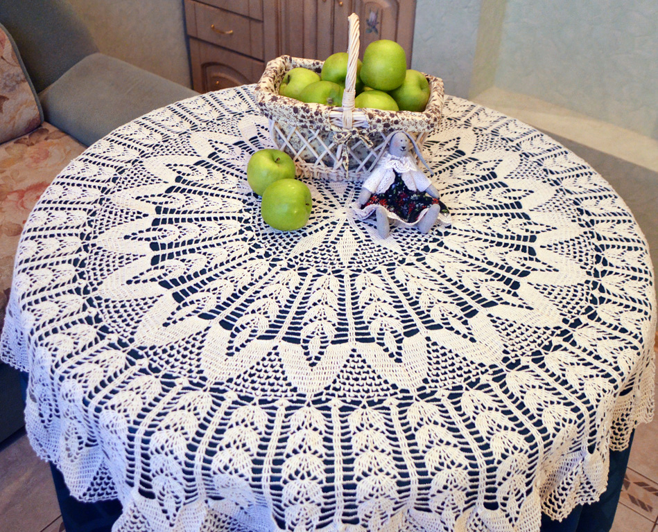 décoration photo nappe au crochet