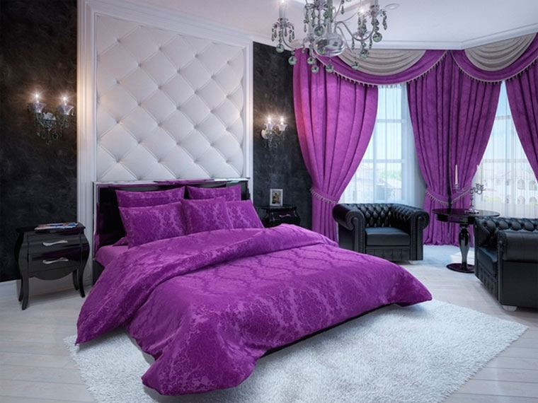 en uppsättning gardiner och sängkläder för sovrummet foto alternativ